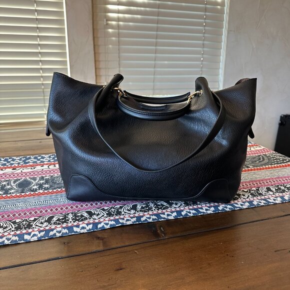 Sondra Roberts 'Squared' Faux Leather Tote Black, EUC - Picture 4 of 11